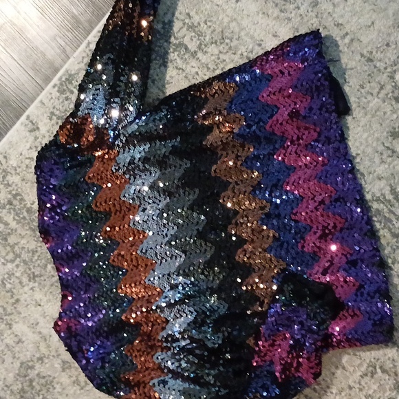 Coppola Shop vintage 70's sequin zig zag open cardigan jacket S M union made - Picture 3 of 16